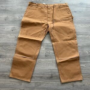 Carhartt Double Front Work Dungaree Pants Brown Mens 50x32 B01 NEW